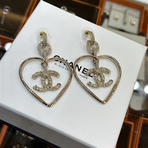 chanel heart shaped earrings|chanel earrings authentic.